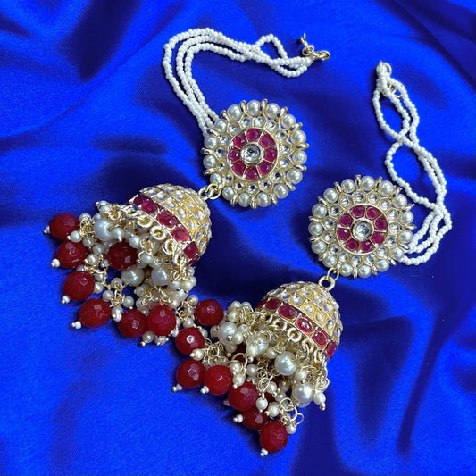 Red Jhumki Earrings