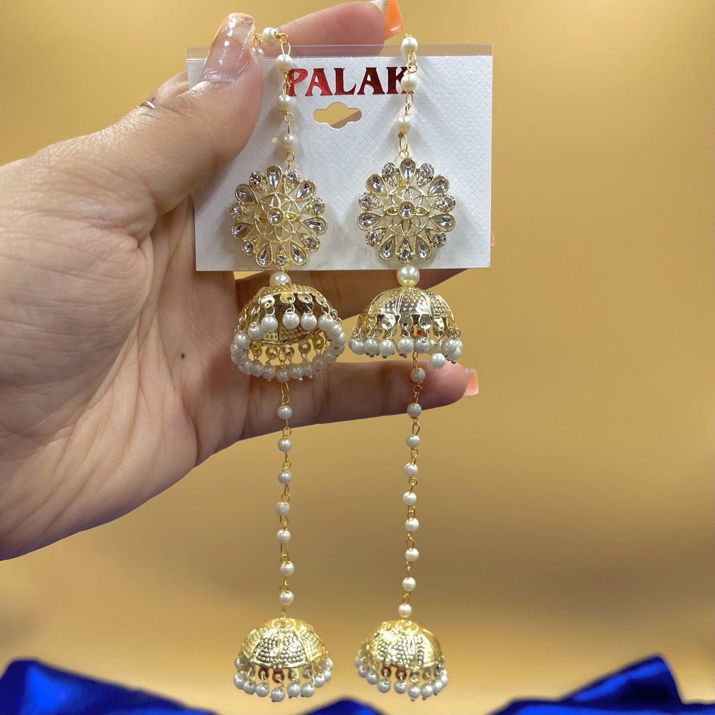 White Jhumki Earrings