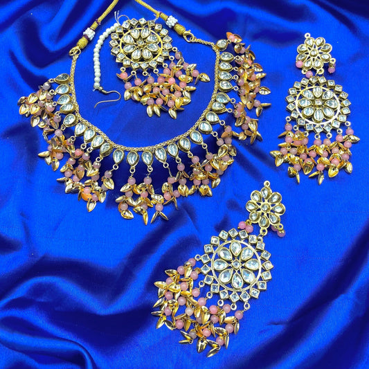 Light Pink Pippal Pathi Necklace Set