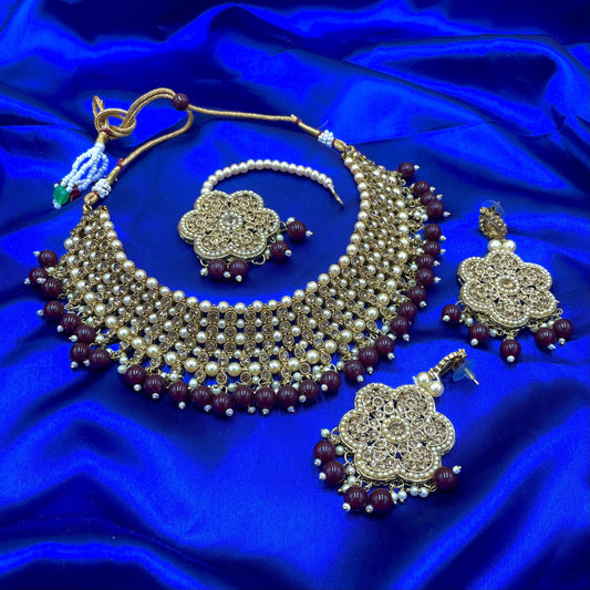 Burgundy Maroon Necklace Set