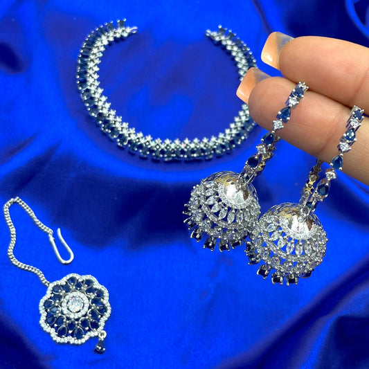 Sapphire Blue American Diamond Set