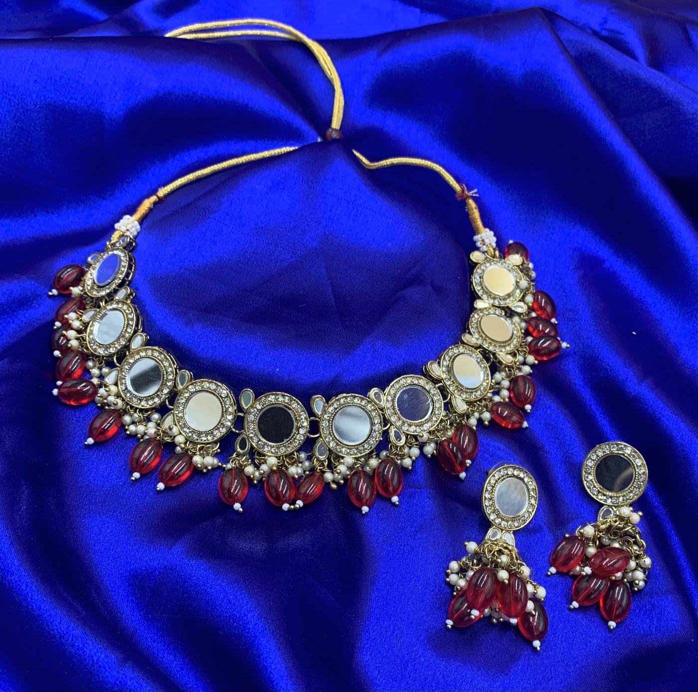 Red Mirror Necklace Set