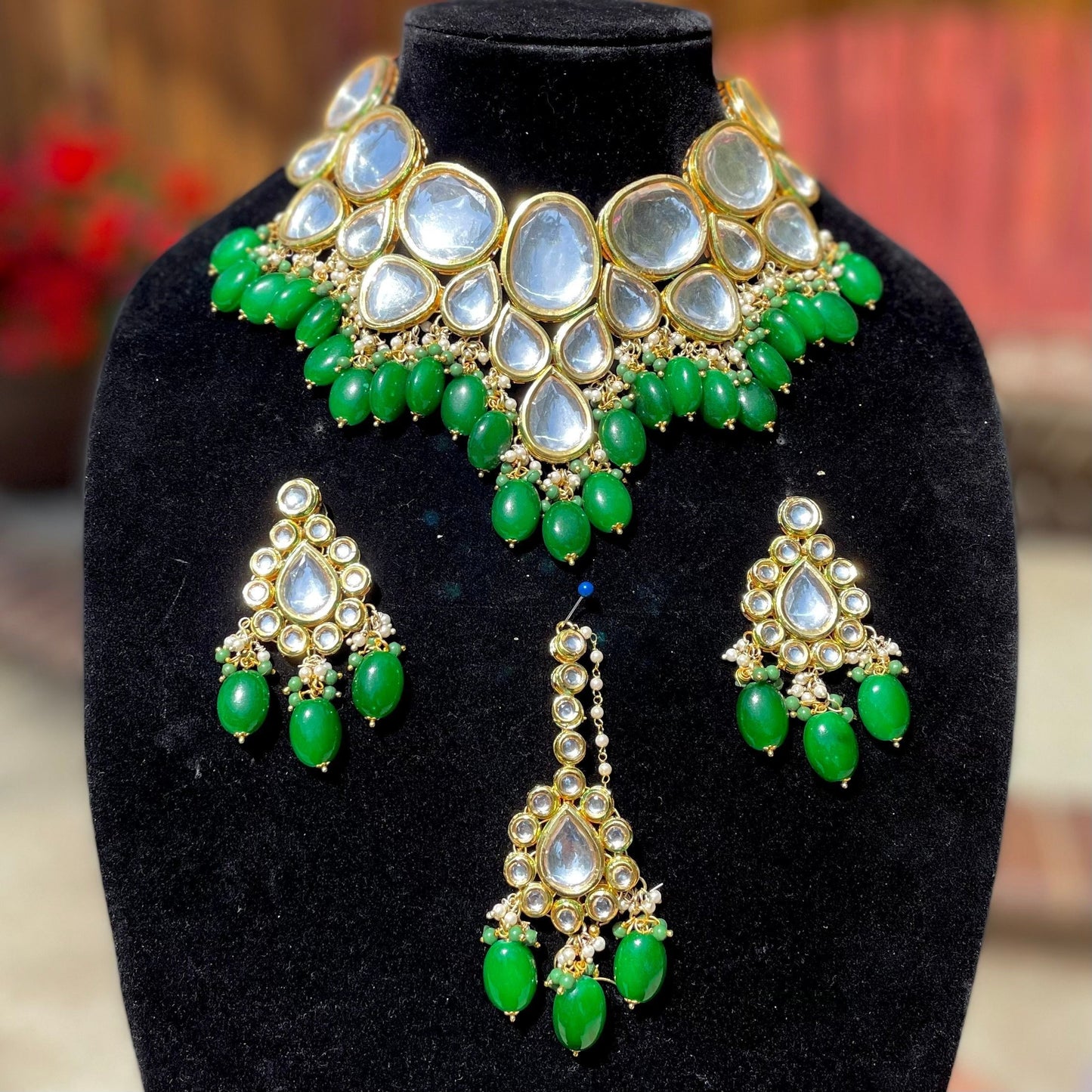 Green Kundan Necklace Set