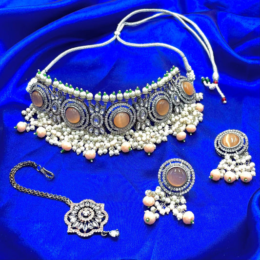 Handmade Peach Choker Set