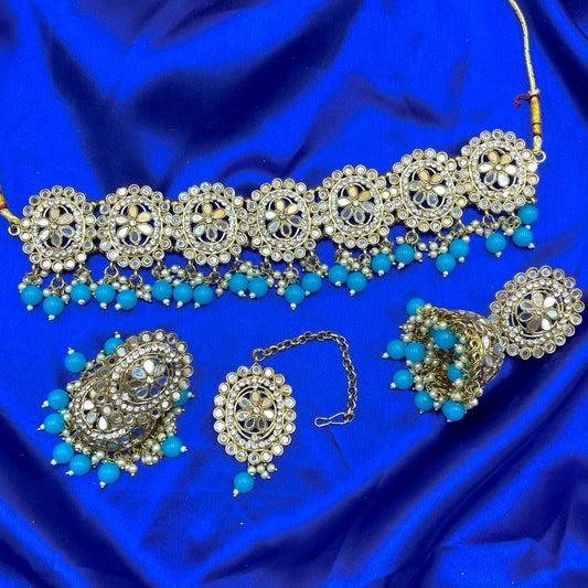 Blue Mirror Choker Set