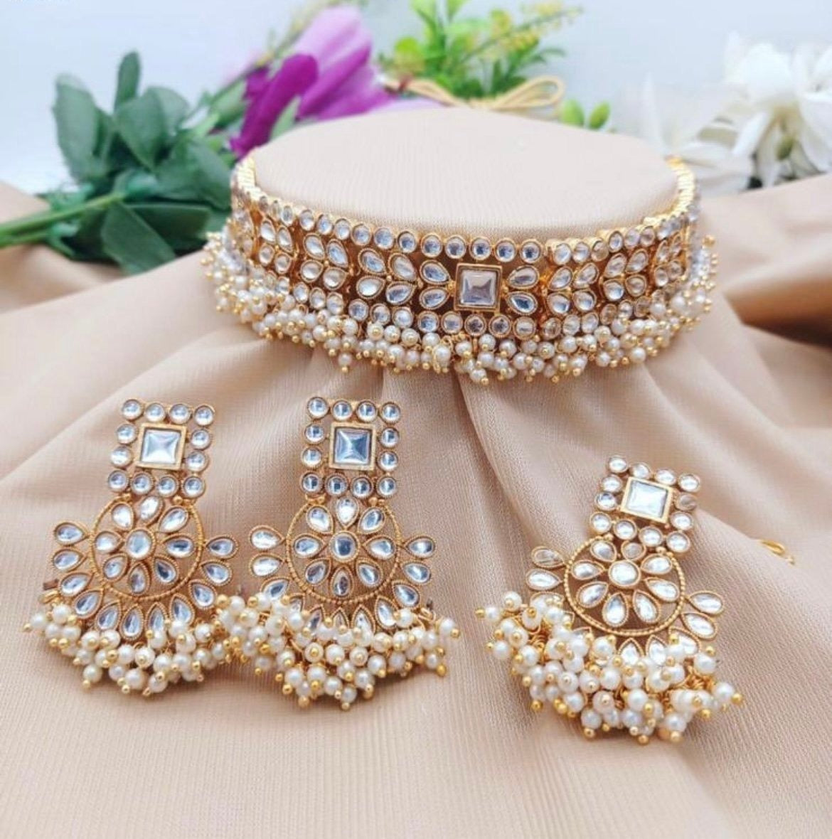 White Pearl Choker Set