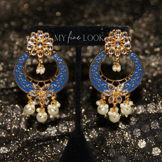 Black Kundan and Meena Earrings 10