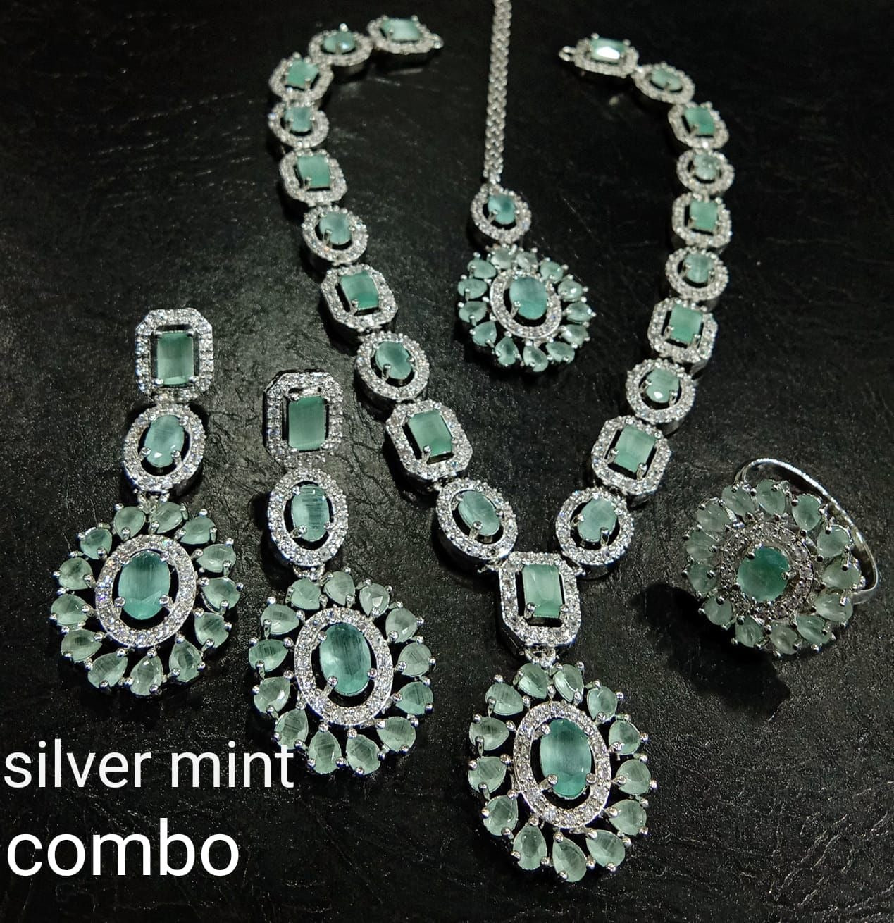 Mint American Diamond Necklace Set