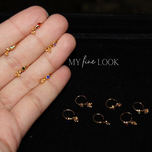 Single Stone Colorful Nose Ring