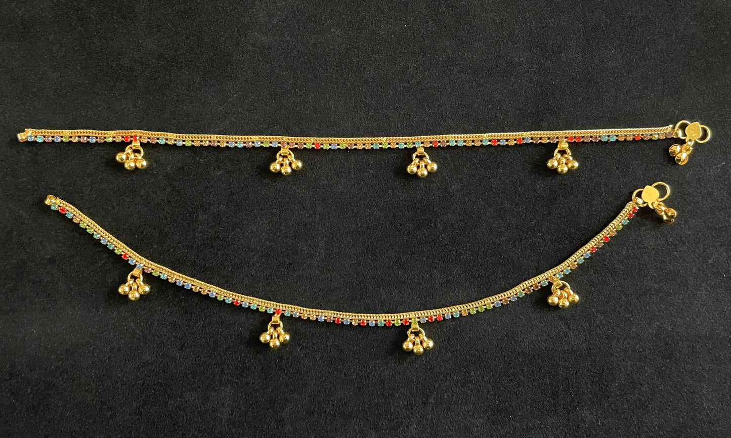 Gold Multicolor Anklets