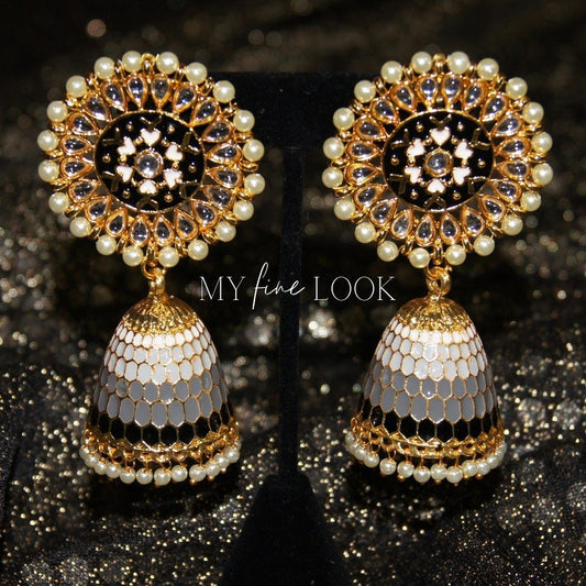 Grey Kundan Ombre Earrings