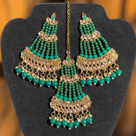 Green Earrings with Tikka/Passa