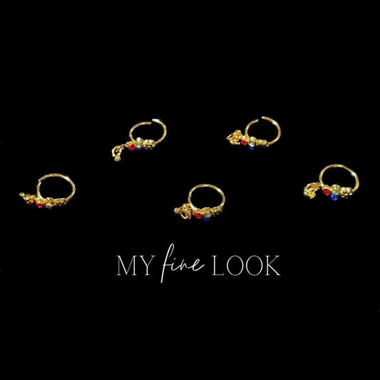 Multicolor 3-Stone Jhumki Nose Ring