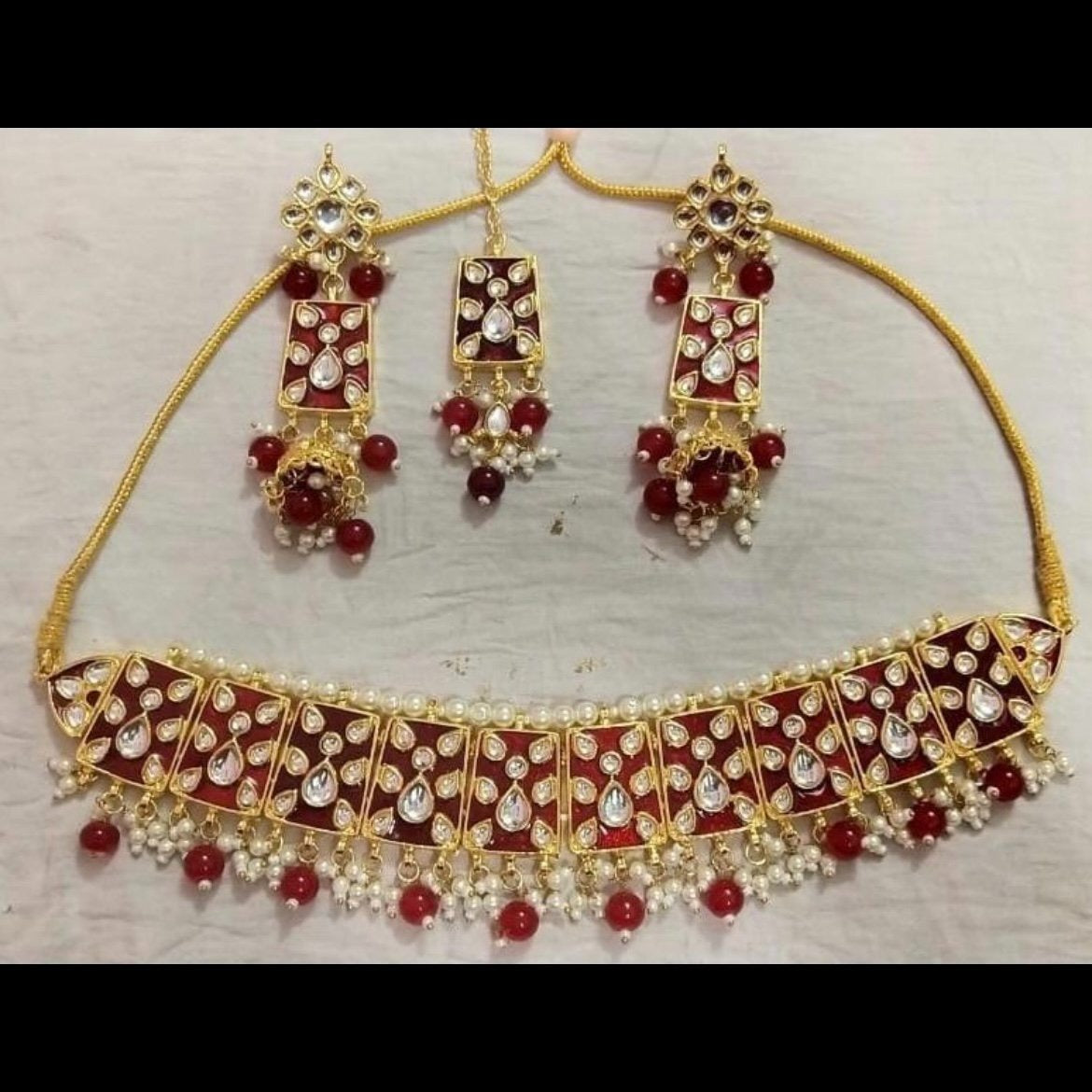 Maroon Choker Set