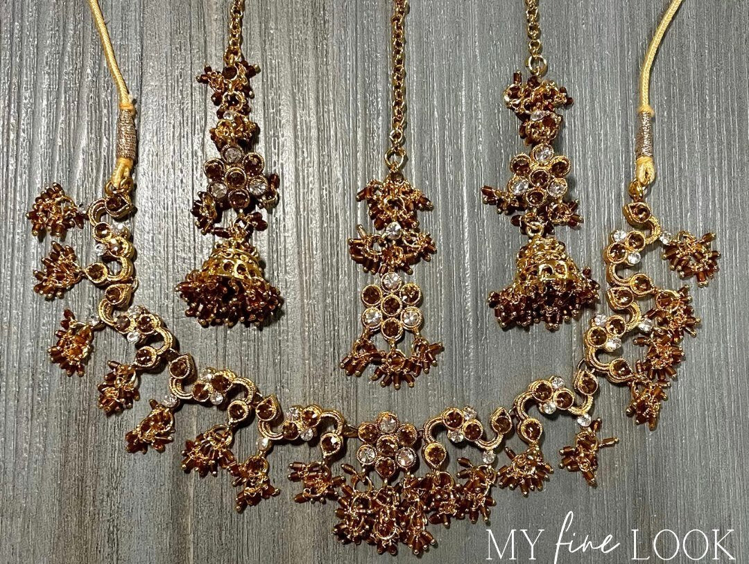 Brown and Golden Necklace Set