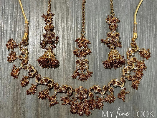 Brown and Golden Necklace Set