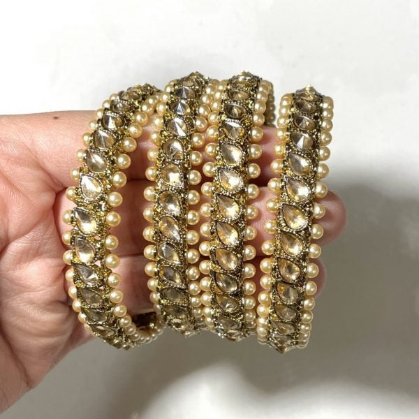 Kundan and Pearl Bangles