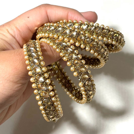 Kundan and Pearl Bangles