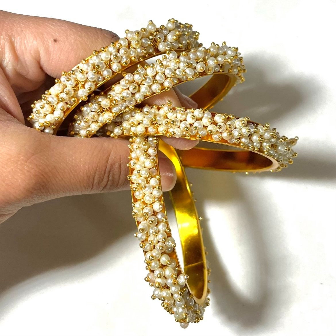 White Pearl Bangles