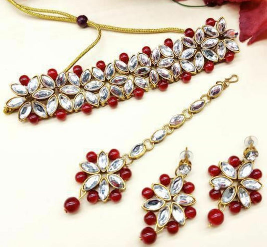 Maroon Choker Set