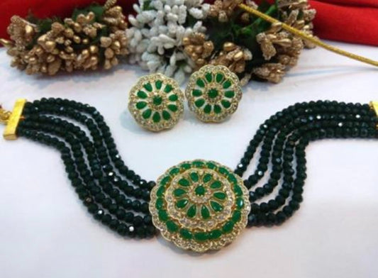 Green American Diamond Choker Set