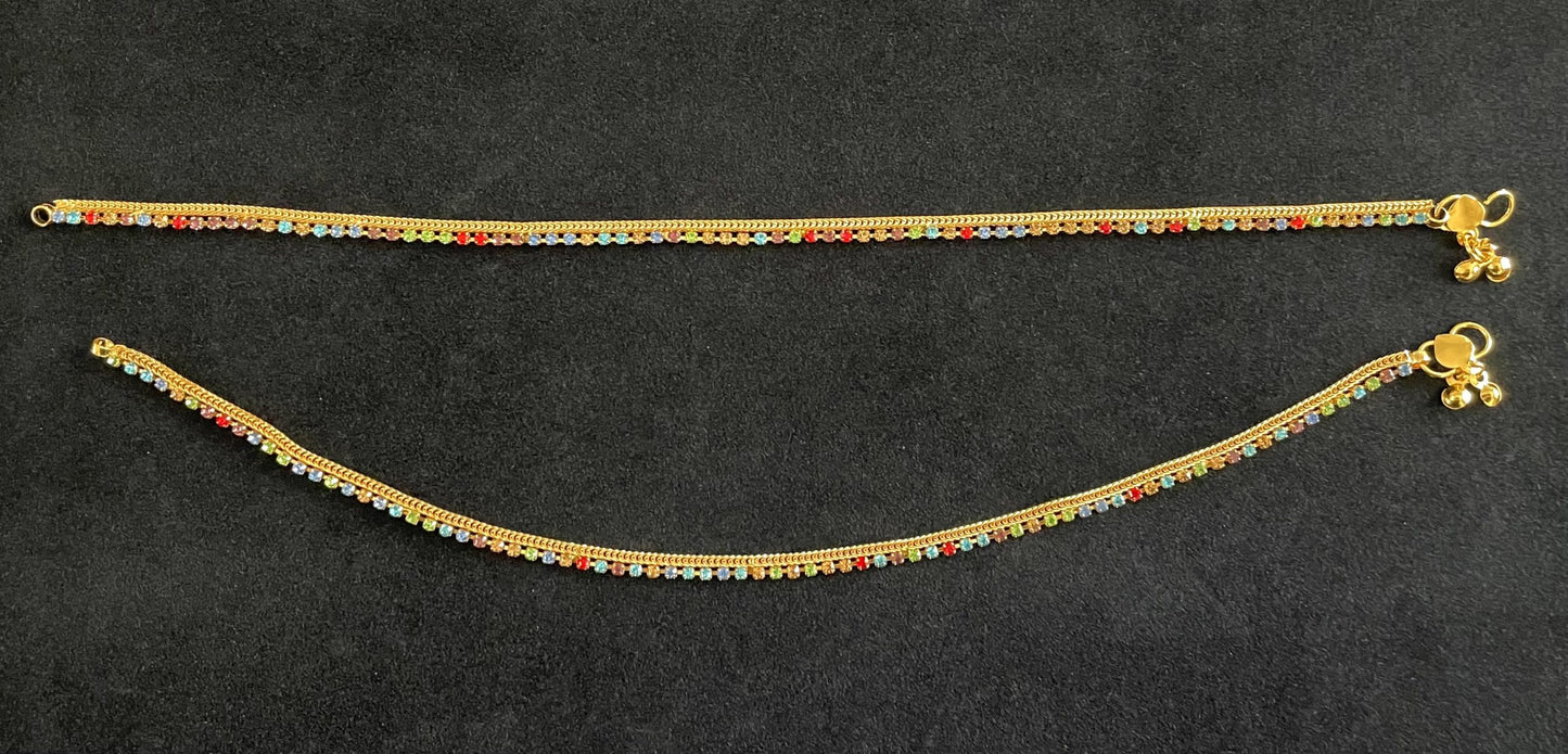 Multicolor Gold Anklet