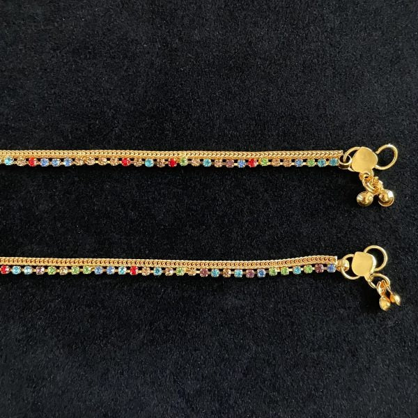 Multicolor Gold Anklet