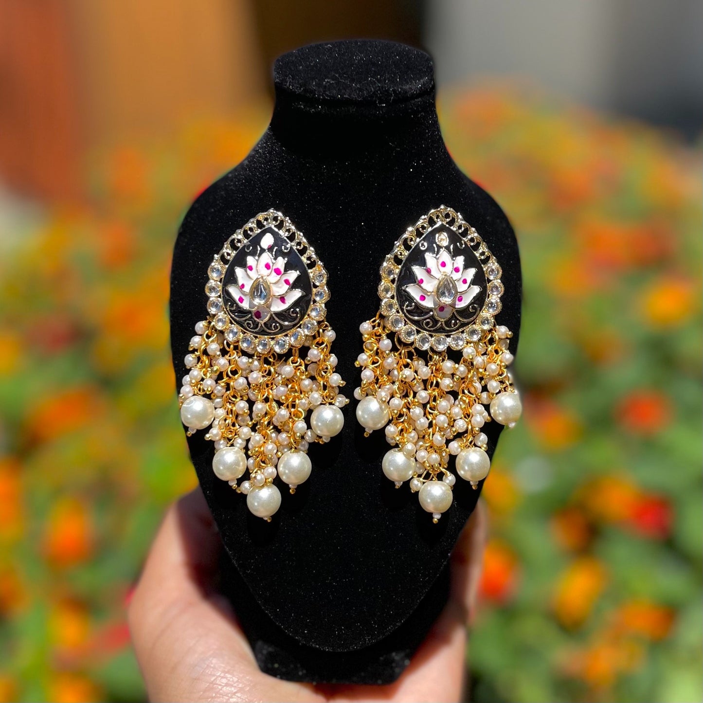 Kundan and Meena Earrings (many colors)