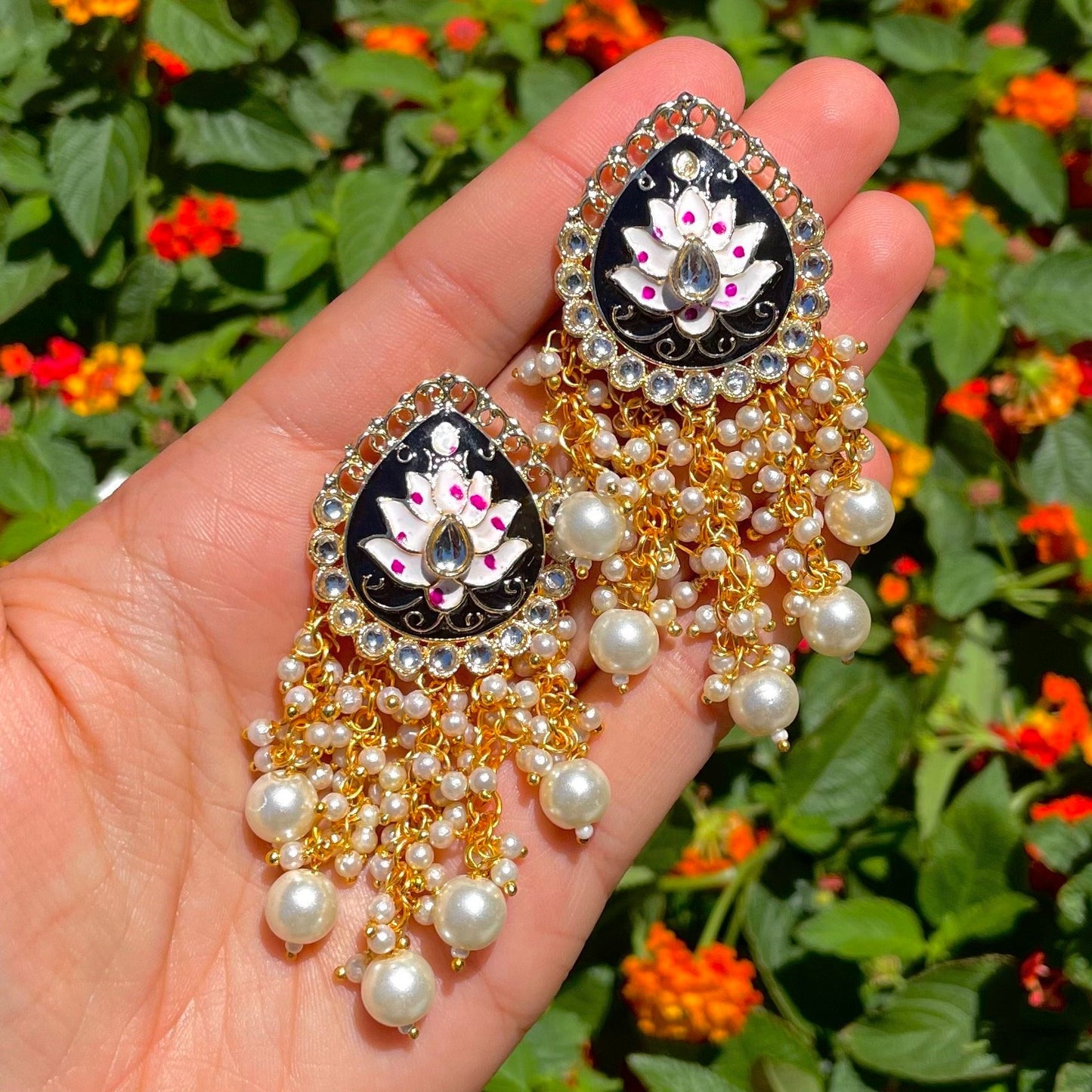 Kundan and Meena Earrings (many colors)