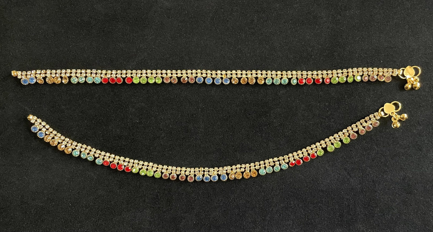 Multicolor Gold Anklet