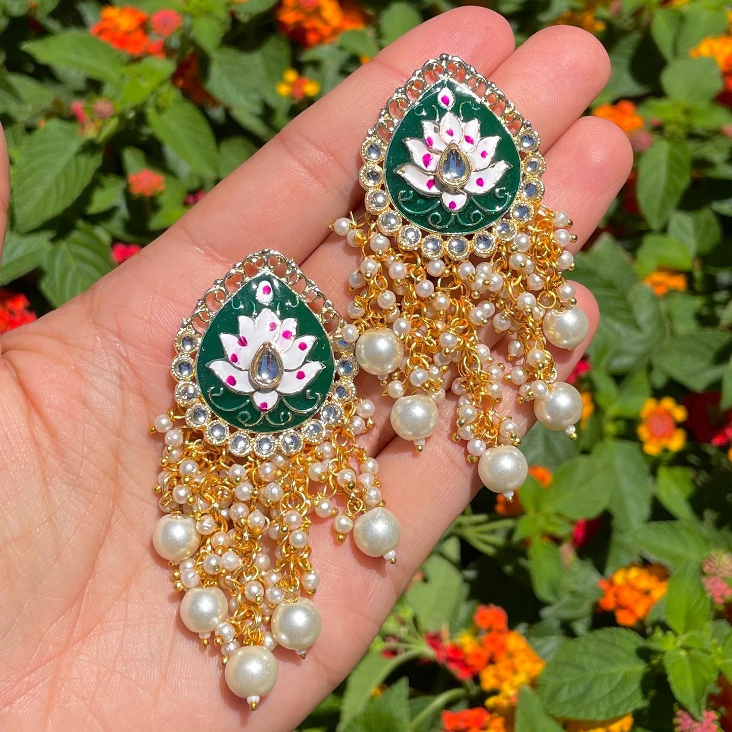 Kundan and Meena Earrings (many colors)