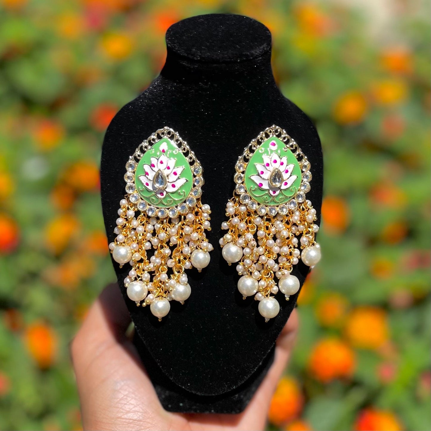 Kundan and Meena Earrings (many colors)