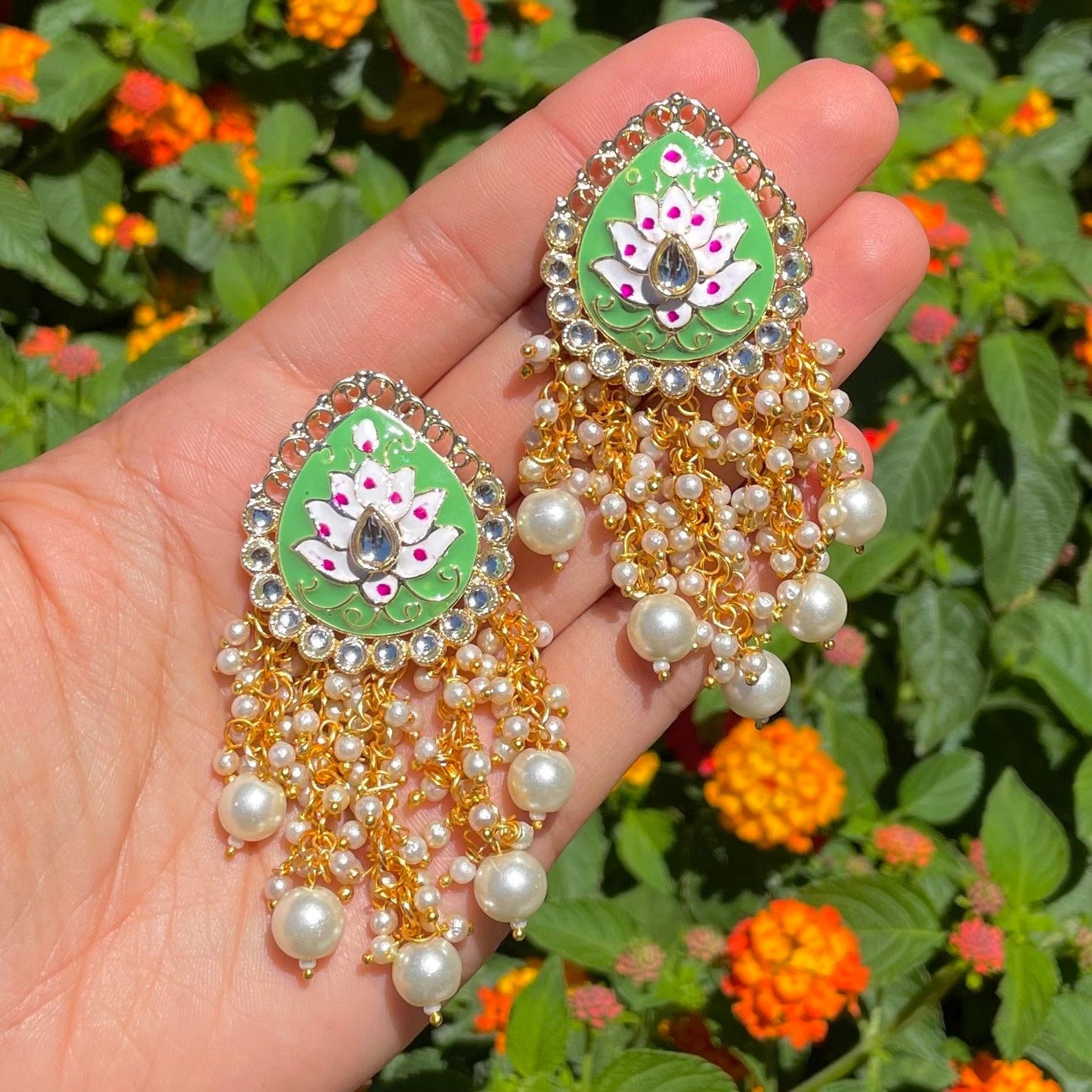 Kundan and Meena Earrings (many colors)