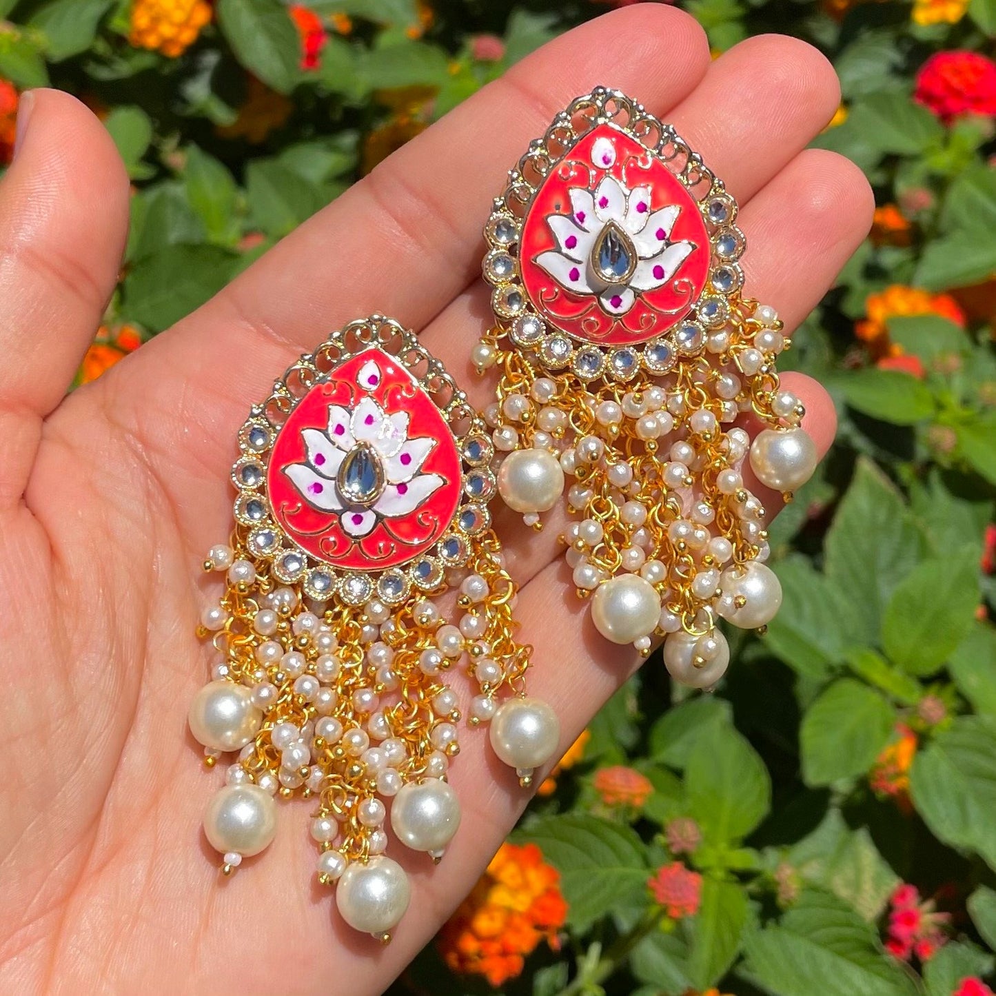 Kundan and Meena Earrings (many colors)