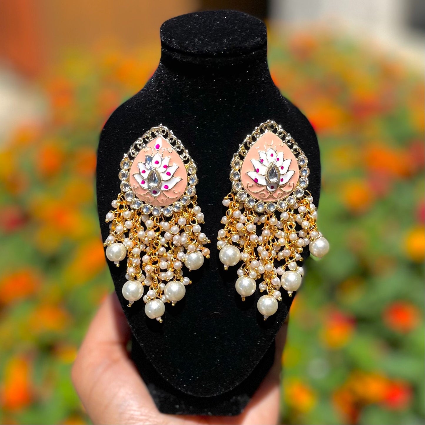 Kundan and Meena Earrings (many colors)