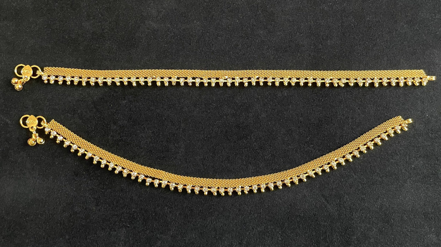 Gold Rhinestone Anklets