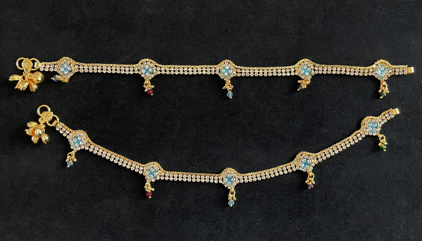 Blue Gold Anklet