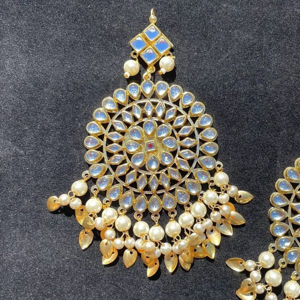 White Earring and Tikka Set