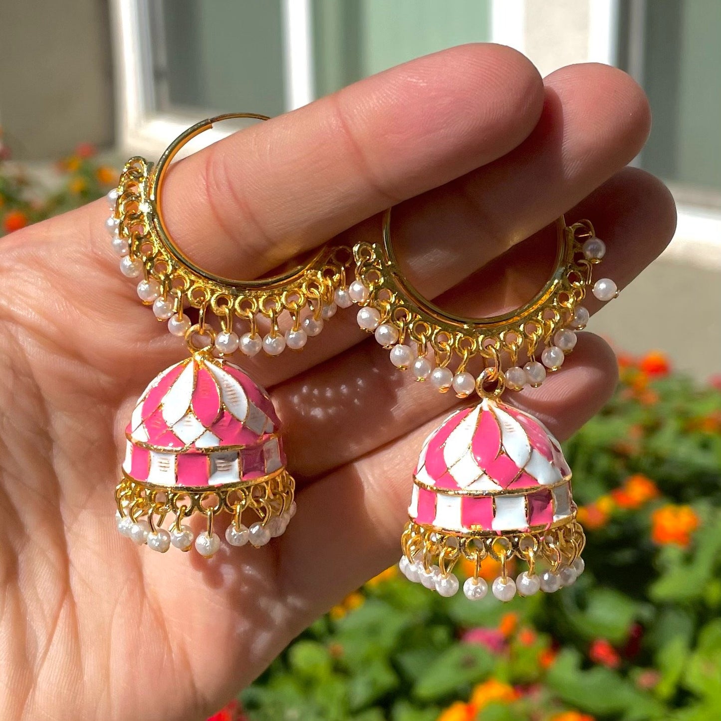 Pink Hoop Jhumki