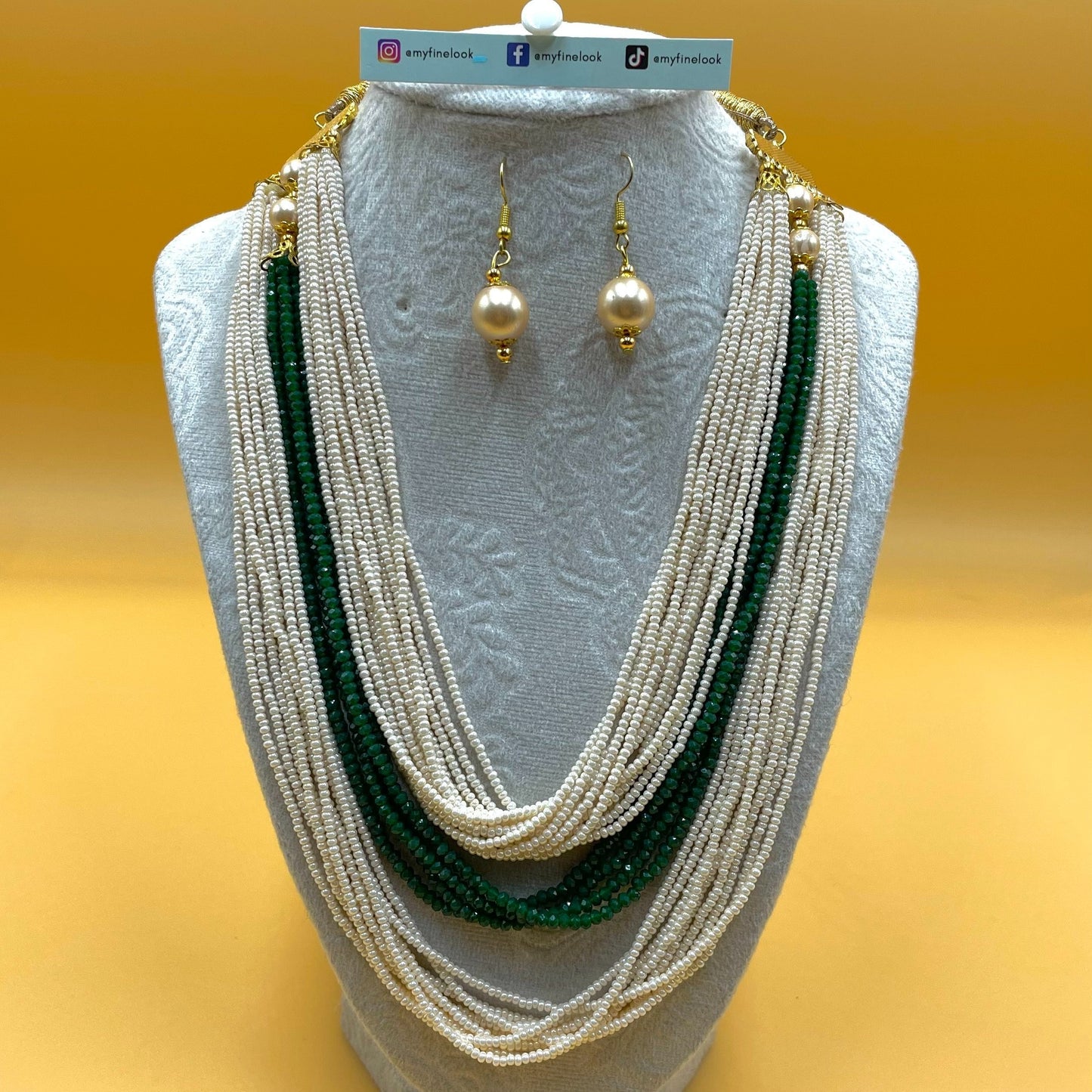 Green Pearl Ranihaar Necklace Set