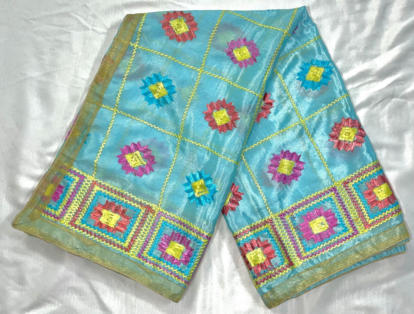 Light Blue Phulkari Dupatta