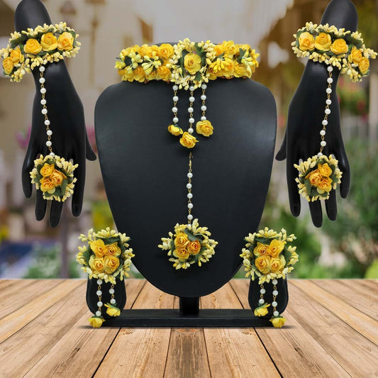 Yellow Floral Choker Set